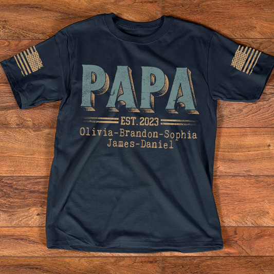 Personalized Custom Papa Est And Grandkids Father's Day