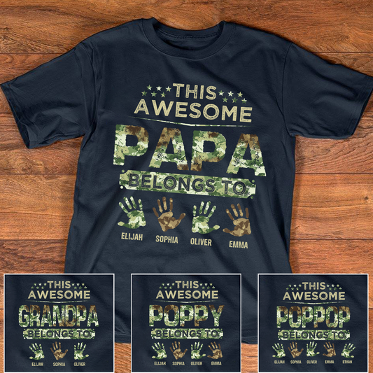 This Awesome Papa Belongs To With Kids Father's Day T-Shirt