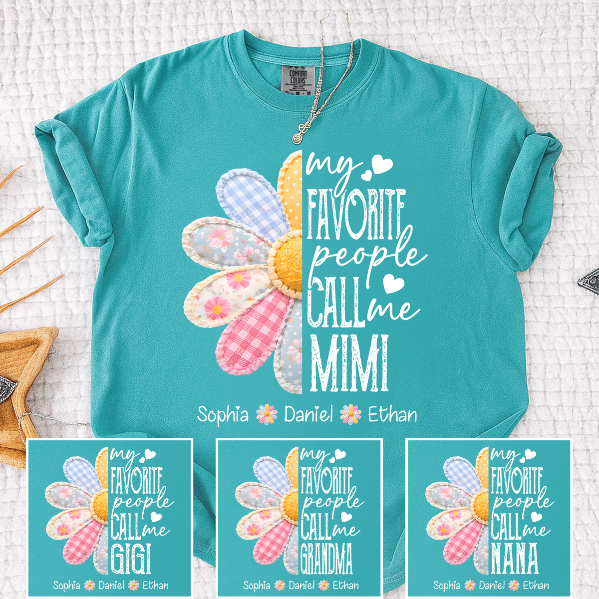 Comfort Colors Personalized Mimi Shirt Floral Design, My Favorite People Call Me Mimi Custom Family Names Tee
