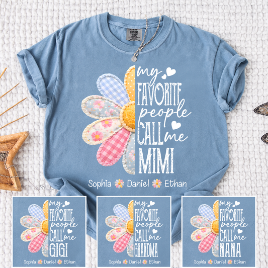 Comfort Colors Personalized Mimi Shirt Floral Design, My Favorite People Call Me Mimi Custom Family Names Tee