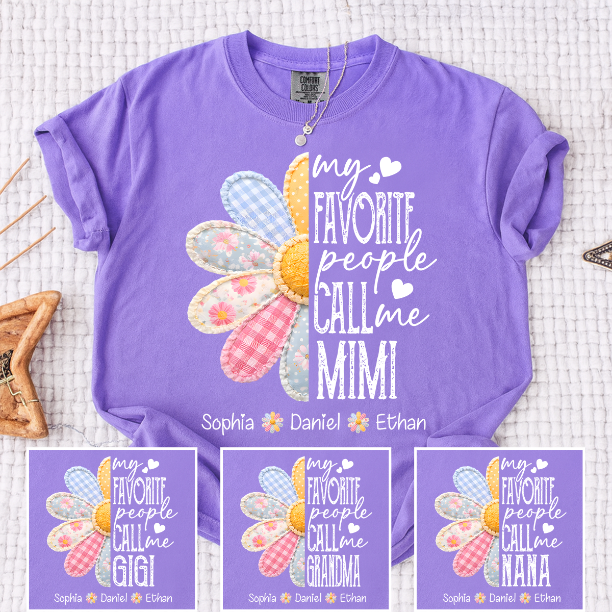 Comfort Colors Personalized Mimi Shirt Floral Design, My Favorite People Call Me Mimi Custom Family Names Tee