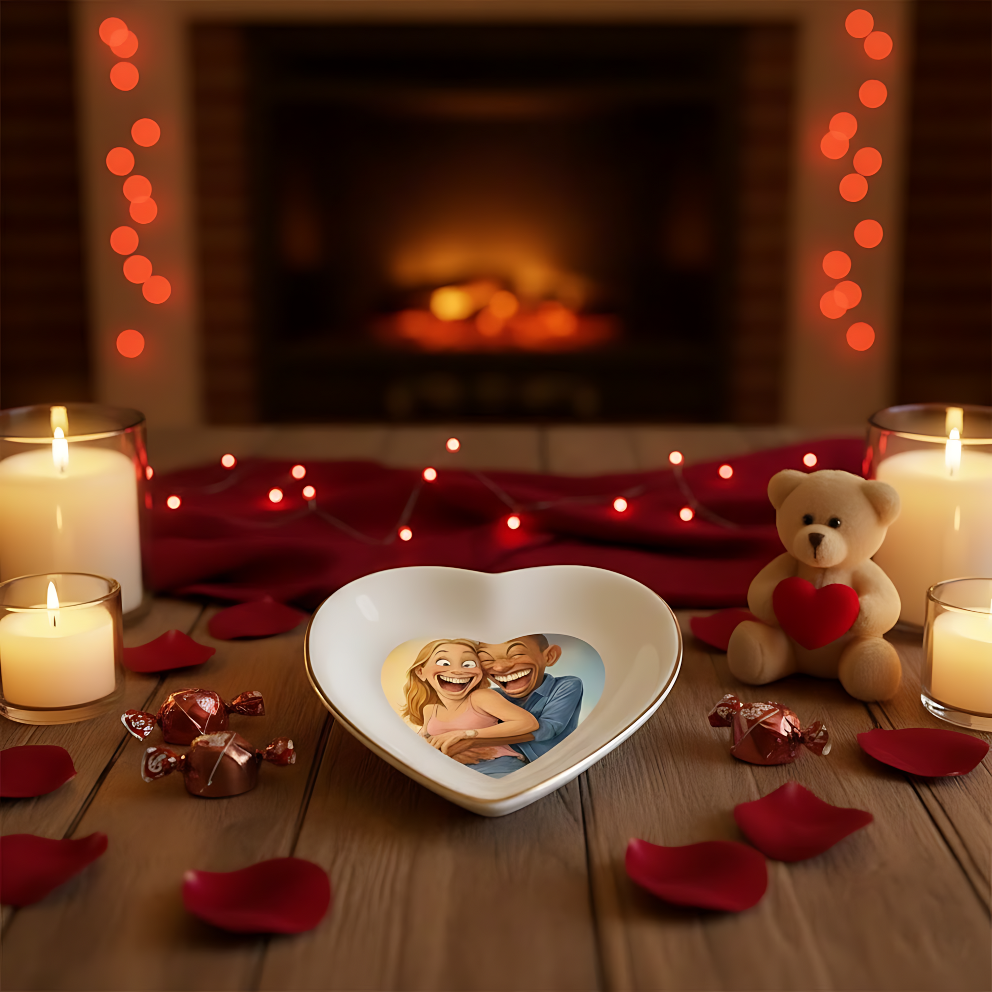 Custom Caricature Portrait Jewelry Dish from Photo, Personalized Funny Cartoon Drawing Coffee Jewelry Dish for Couples