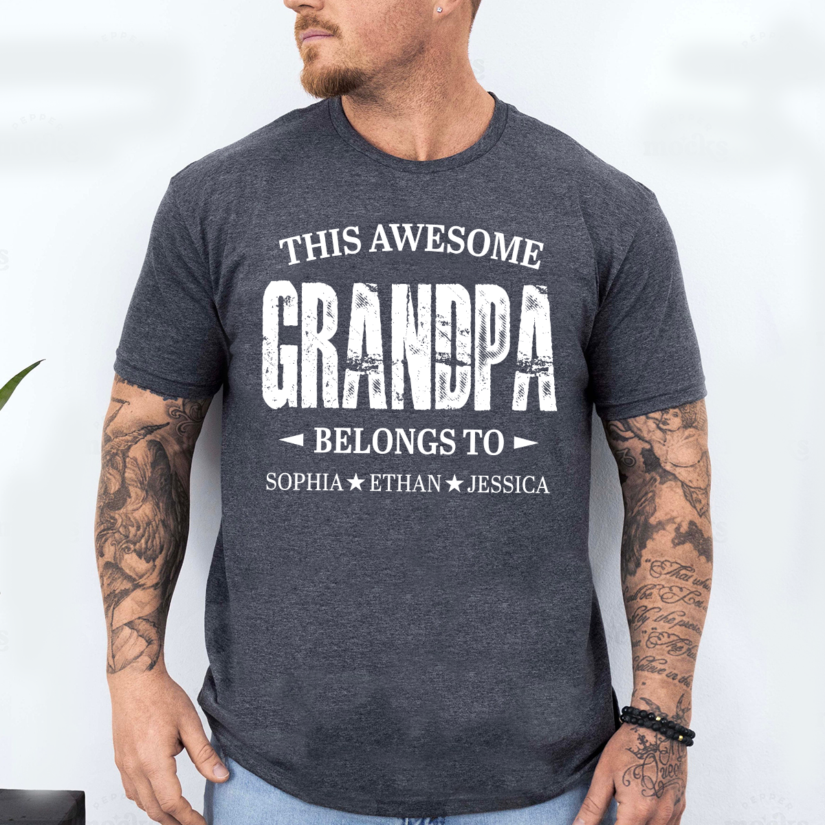 Personalized Grandpa Shirt This Awesome Grandpa Belongs To with Custom Names, Proud Family T Shirt