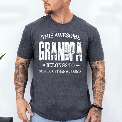 Personalized Grandpa Shirt This Awesome Grandpa Belongs To with Custom Names, Proud Family T Shirt