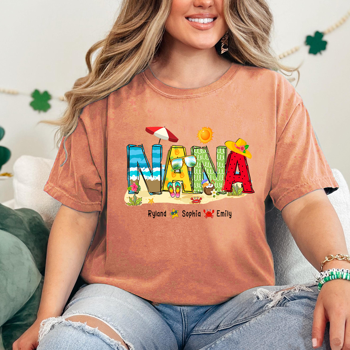 Custom Beach Mimi Shirt – Personalized Grandma T-Shirt with Grandkids Names