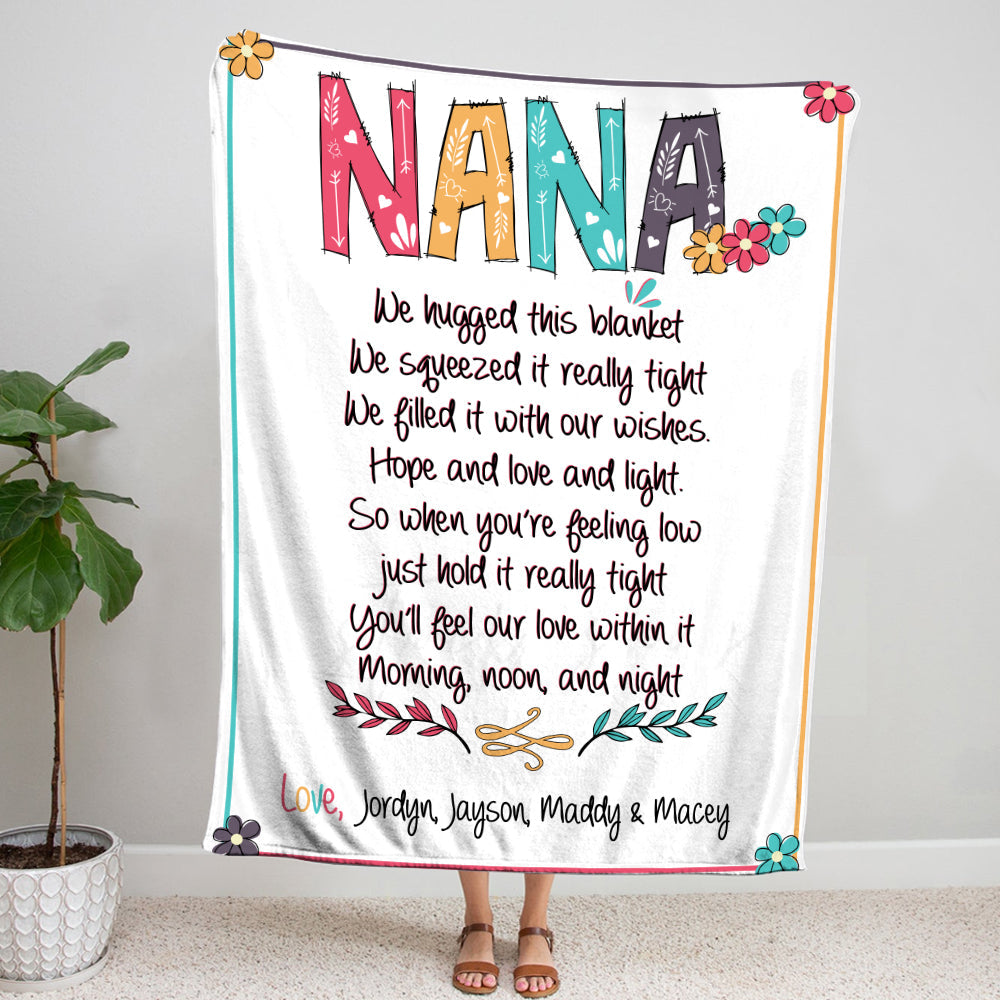 Personalized This Blanket Has Our Hugs & Kisses Nana, Mimi, Gigi, Grandma, Christmas Gift For Grandma-Mimi Handdrawn Font-Personalized Mimi Blanket