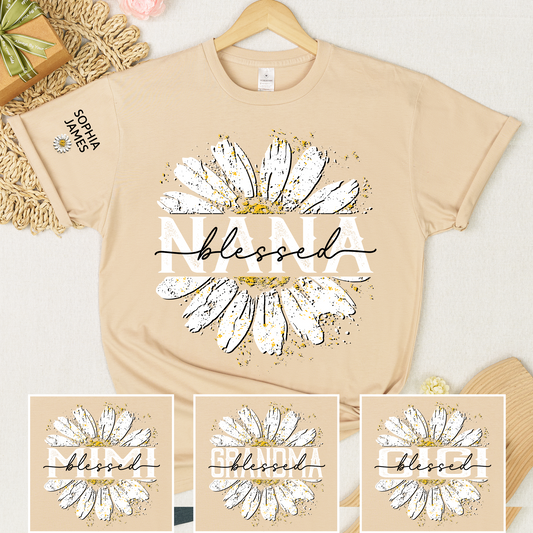 Custom Blessed Nana Floral T Shirt, Beautiful Daisy Print for Grandmothers, Ideal for Mother's Day