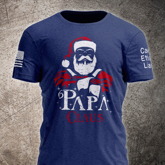Papa Claus Shirt, Custom Papa And Grandkids Christmas T-Shirt