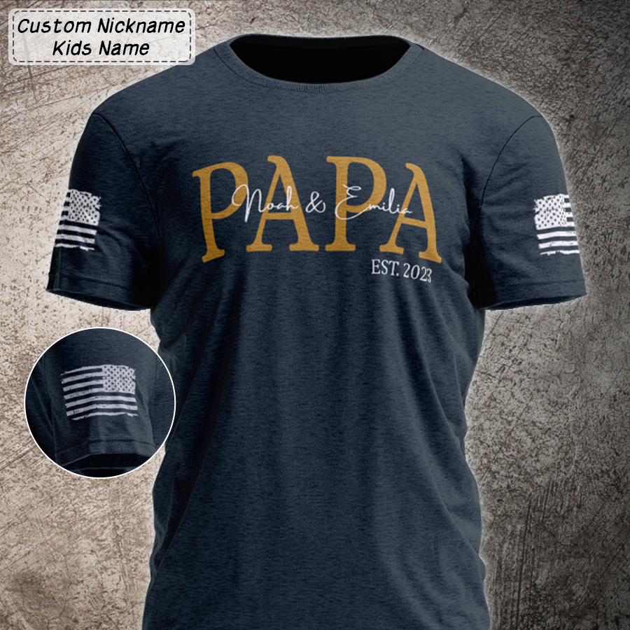 Custom Papa Est With Grandkids Father's Day TH