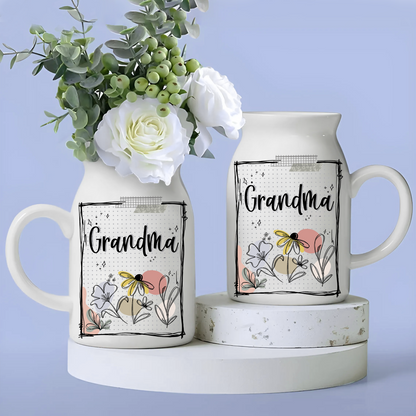 Nana Wildflower Doodles Fashion And Kids Life - Custom Home Decoration Flower Vase According To Family Requirements - Warm Gift For Mother's Day, Ceramic Flower Vase