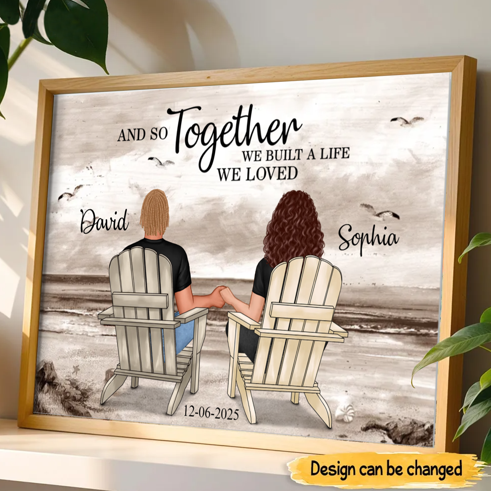 Personalized Retro Beach Couple Poster – You & Me We Got This Wall Art, Unique Romantic Gift Poster