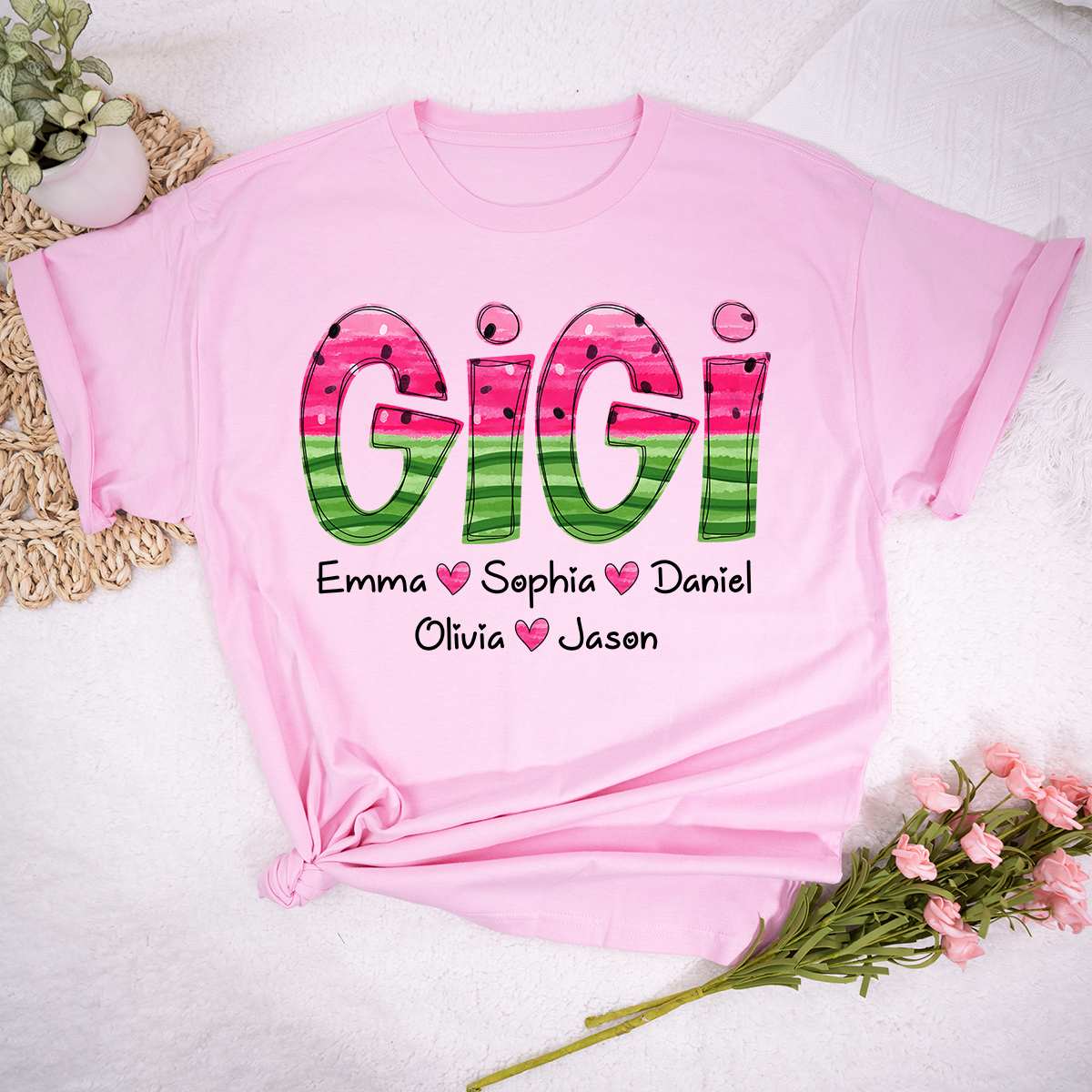 Custom Mimi Watermelon Summer And Grandkids T-Shirt