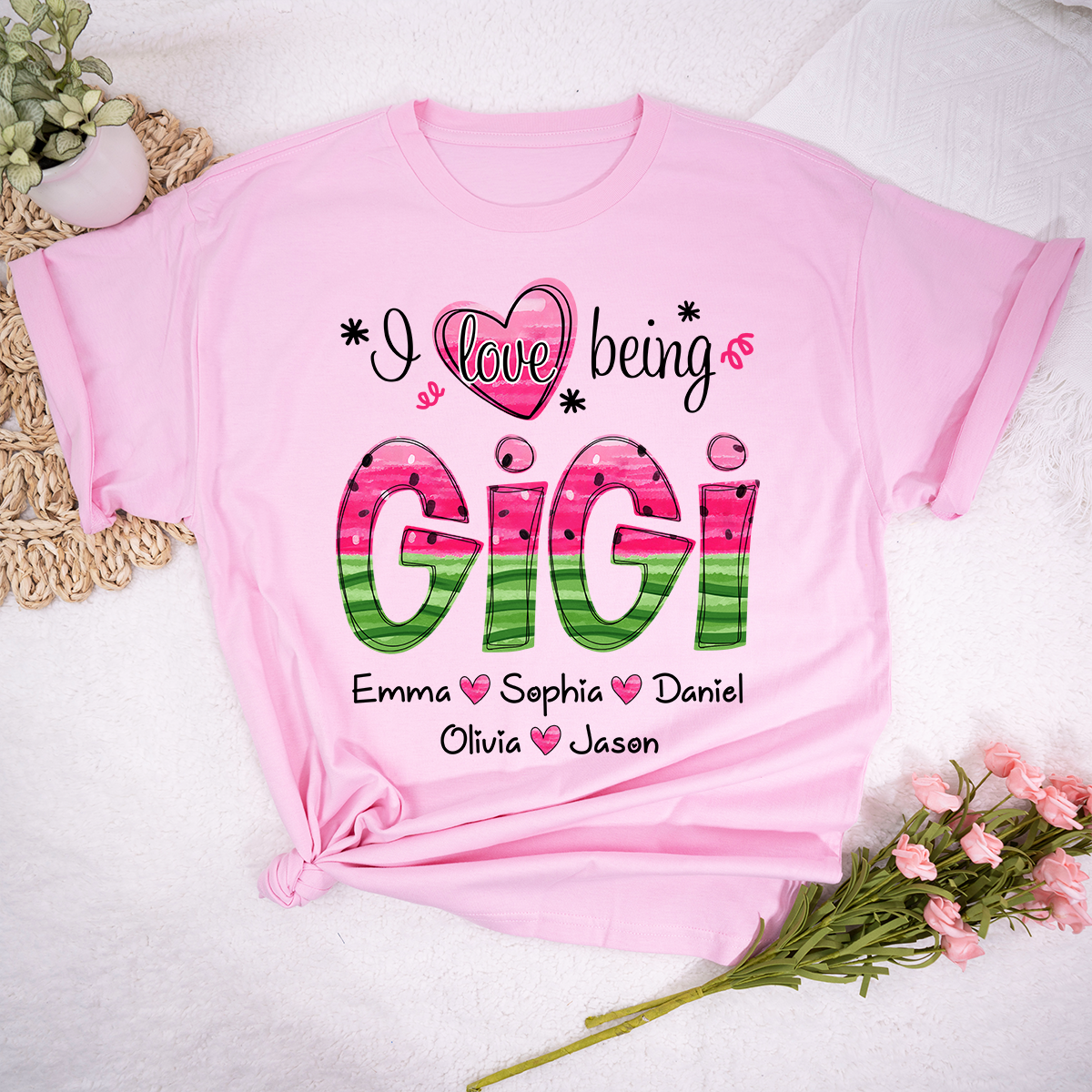 I Love Being Mimi Watermelon Summer And Grandkids T-Shirt
