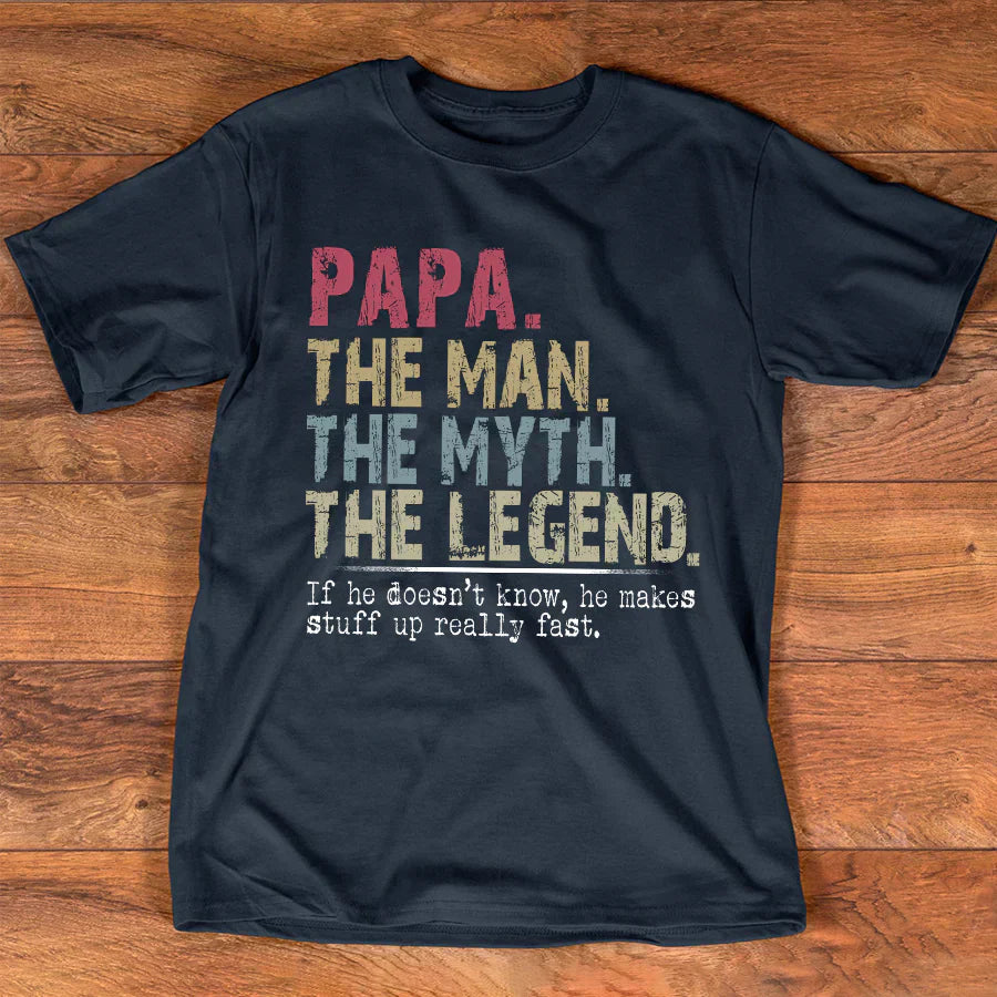 Personalized Dad The Man The Myth The Legend T-Shirt, Custom Dad Papa Grandpa T-shirt, Father's Day T-Shirt