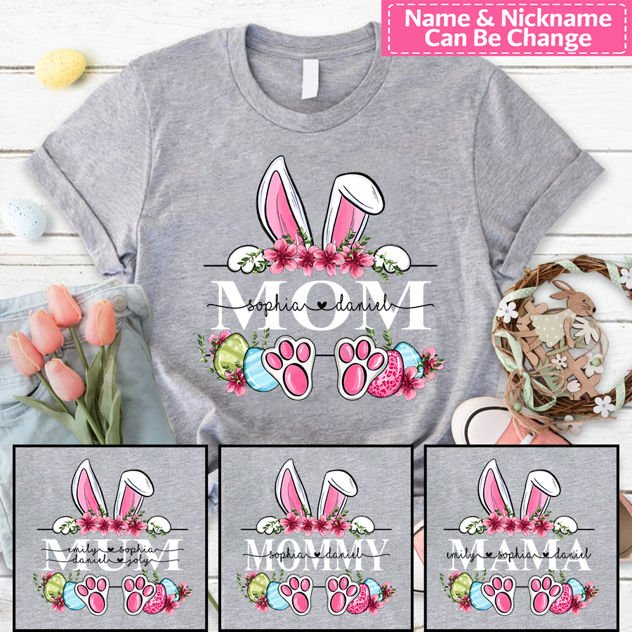 Mom Bunny And Kids, Gift For Mom, Mommy, Mama, Nana, Mimi Mother Day CTH01 T-Shirt