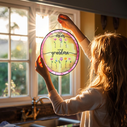 Mom Gifts, Grandma Gifts, First Mom Now Grandma Stained Glass Suncatcher