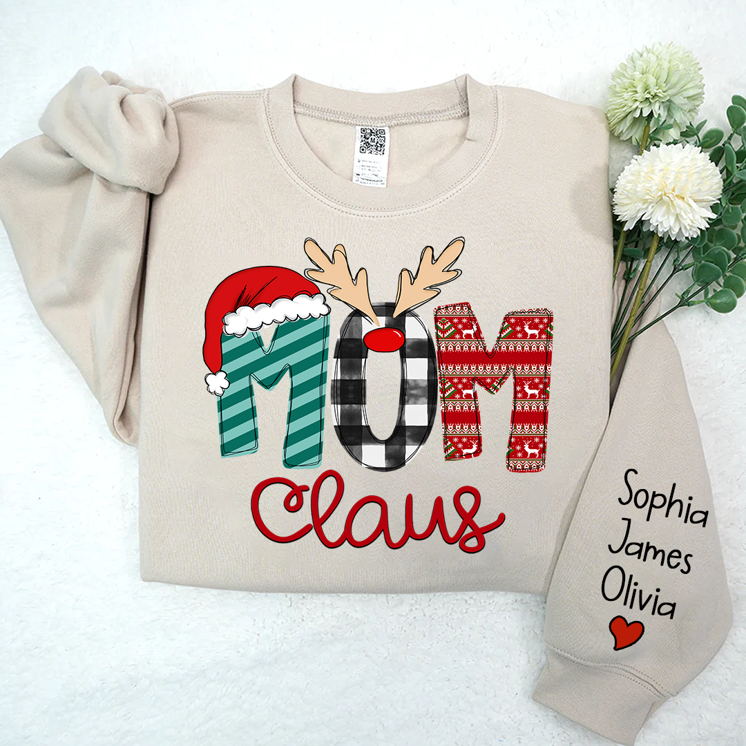 Merry Christmas 2023 Mom Claus Sweatshirt, Custom Mom , Mama and Kids Sweatshirt