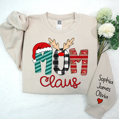 Merry Christmas 2023 Mom Claus Sweatshirt, Custom Mom , Mama and Kids Sweatshirt