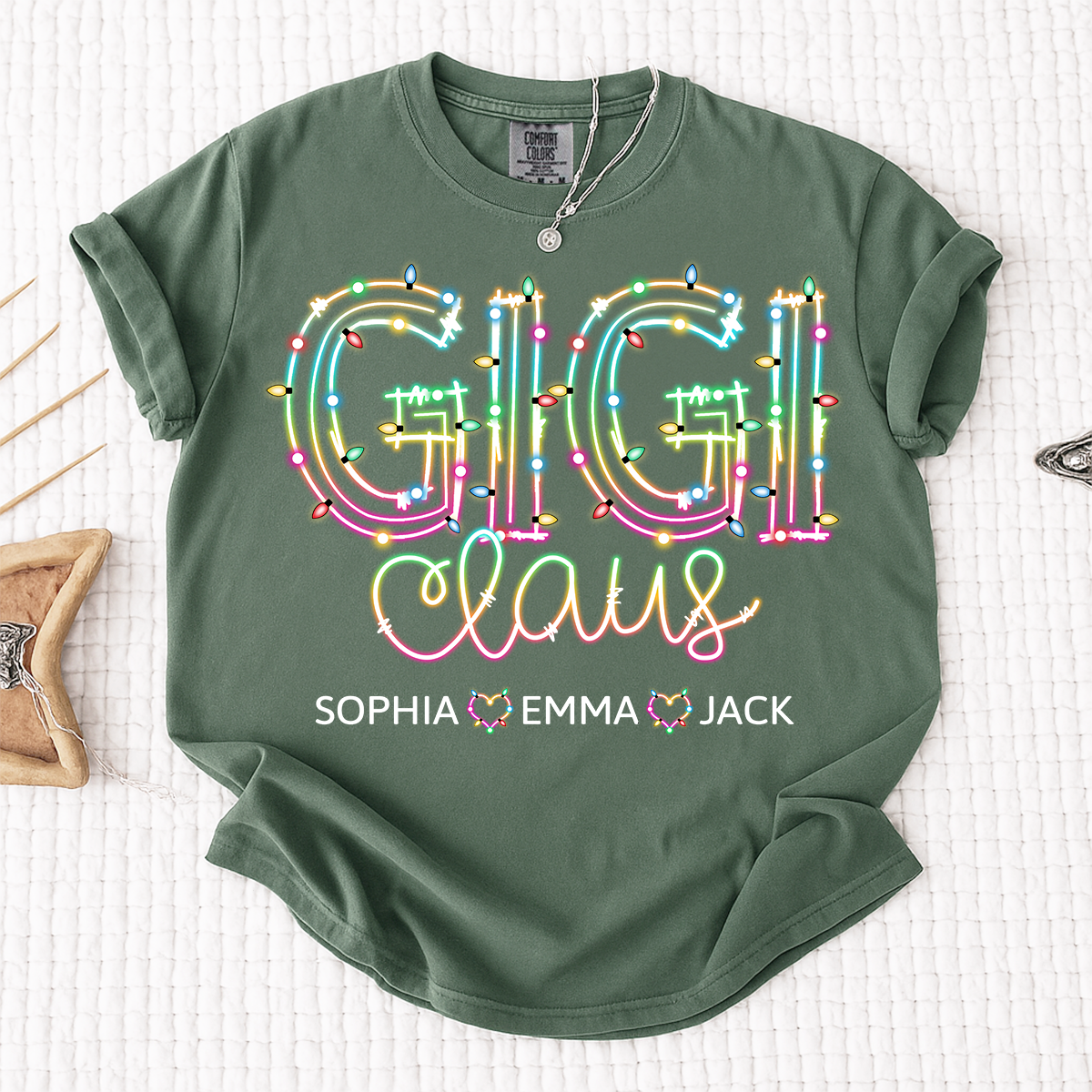 Comfort Colors® Gigi claus light And Grandkids Merry Christmas T-Shirt