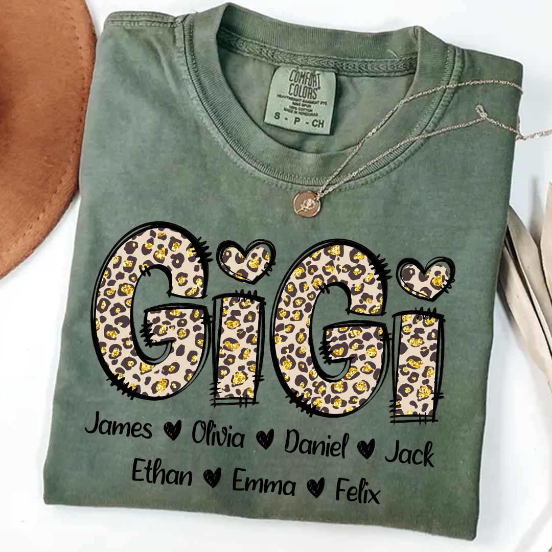 Comfort Colors® Gigi Leopard Trend Shirt, Custom Grandma With Grandkids, Gift for Grandma