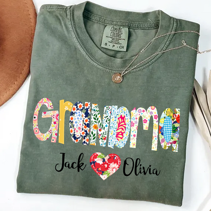 Comfort Colors® Nana Art Trend Print 2025 T-Shirt, Custom Grandma With Grandkids Shirt