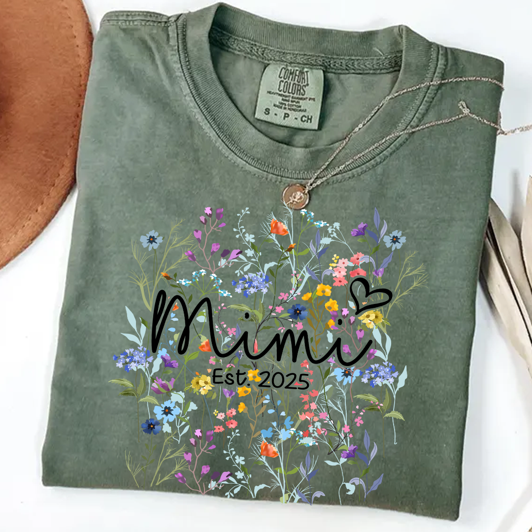 Comfort Colors® Mimi Heart Wildflower And Grandkids Shirt Gift for Grandma, Mother's Day, Birthday