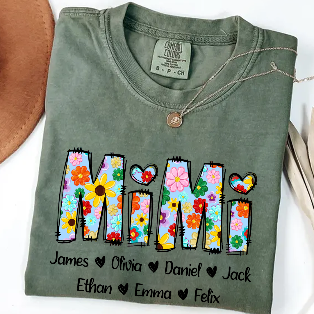 Comfort Colors® Mimi Art 2025 T-Shirt, Custom Grandma With Grandkids Shirt