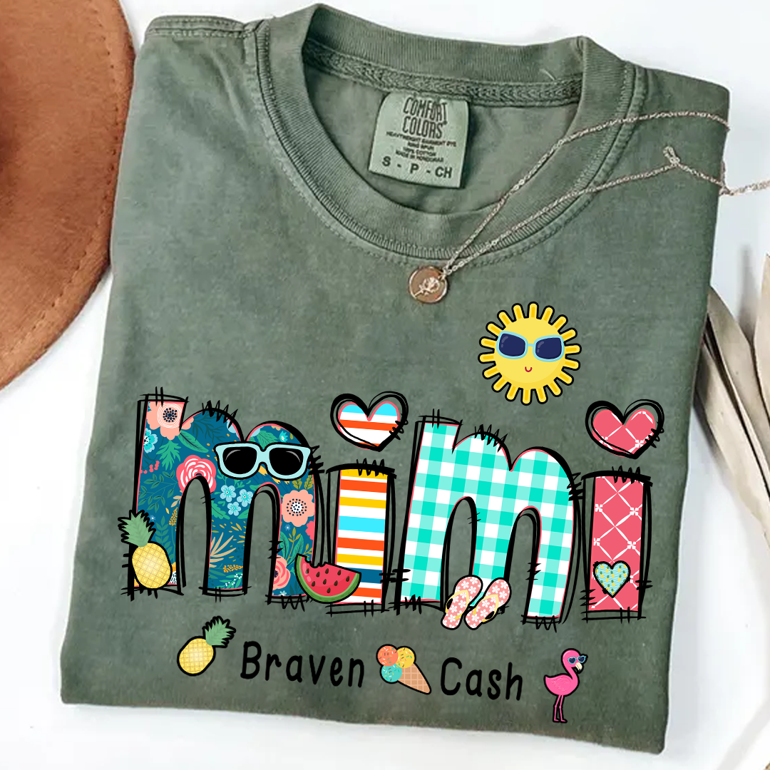 Comfort Colors® Personalize Mimi Summer 2026 Shirt, Custom Grandma And Grandkids Shirt, Gifts For Grandma Shirt
