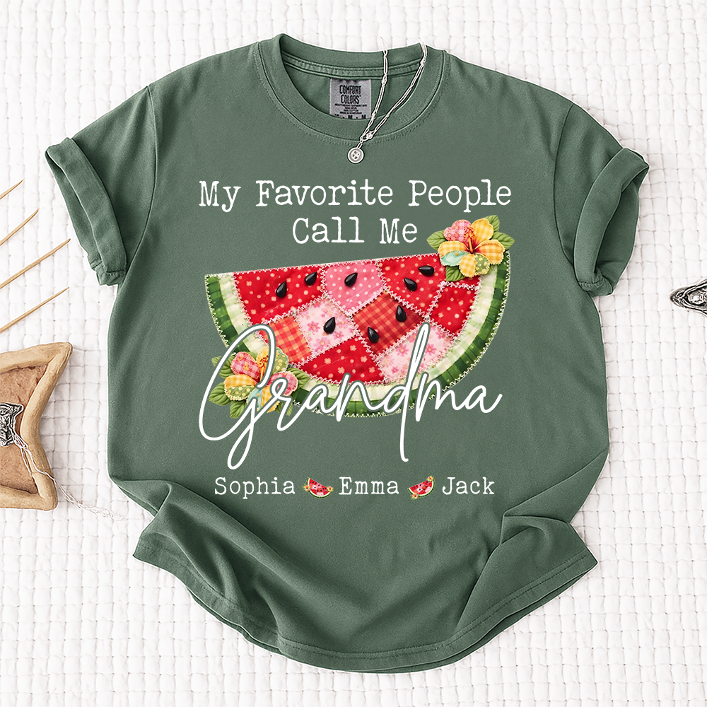 Comfort Colors® Custom Grandma Watermelon Shirt, Personalized Grandkids Names Shirt, Cute Summer Family Gift for Grandma Nana Mimi Gigi