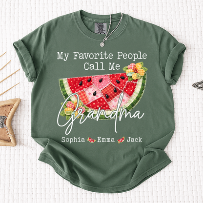 Comfort Colors® Custom Grandma Watermelon Shirt, Personalized Grandkids Names Shirt, Cute Summer Family Gift for Grandma Nana Mimi Gigi