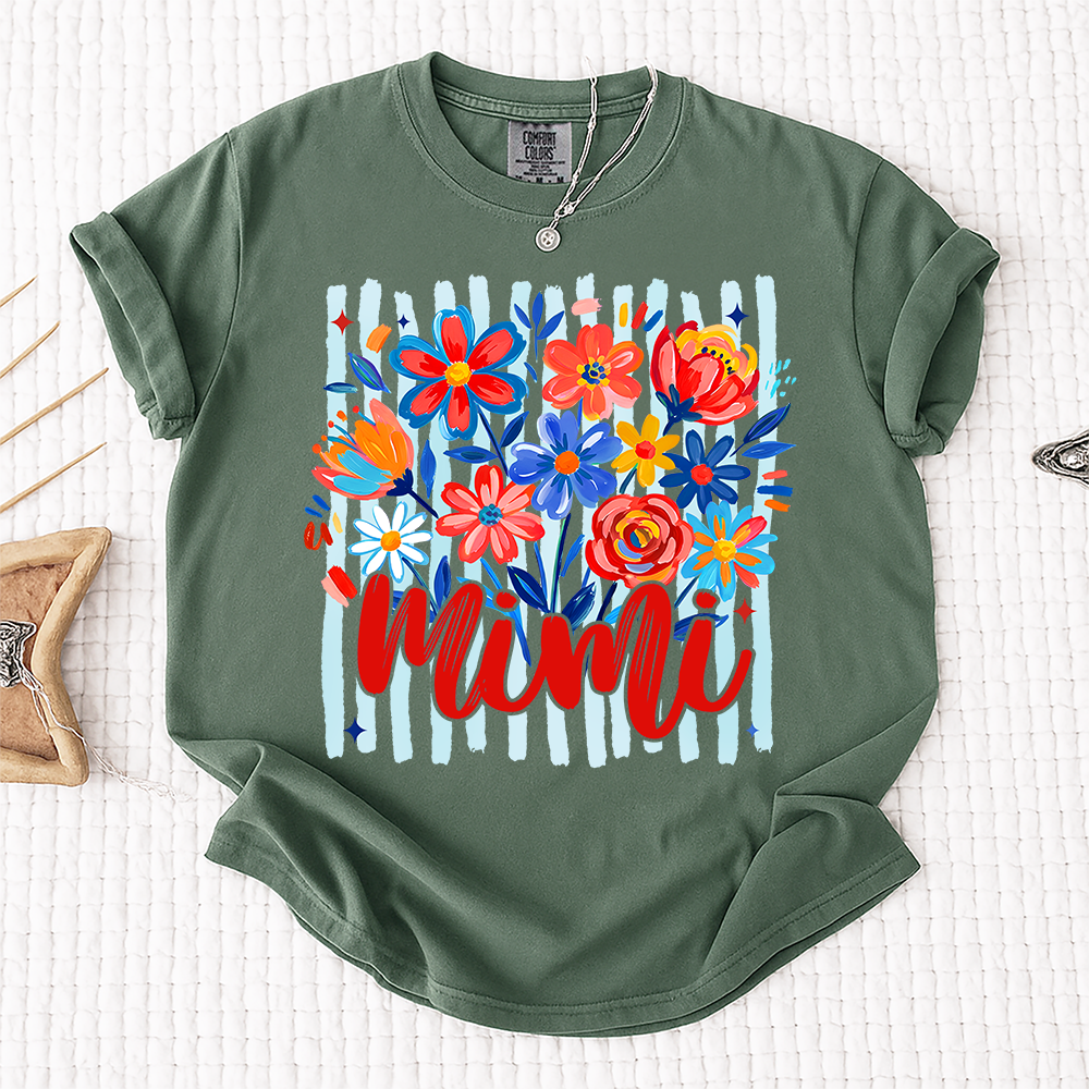 Comfort Colors® Personalized Nana American Flag T-Shirt, Custom Nana, Gigi, Mimi, Mama Design, Patriotic Family Shirt, Gifts for 4th of July, Independence Day