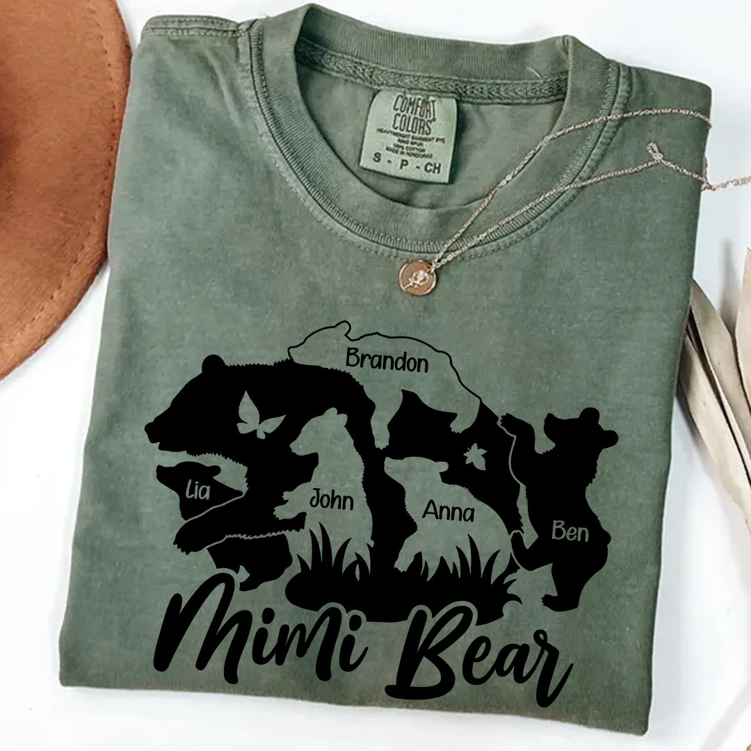 Comfort Colors® Mimi Bear Cute T-Shirt, Custom Grandma With Grandkids, Gift for Grandma Shirt