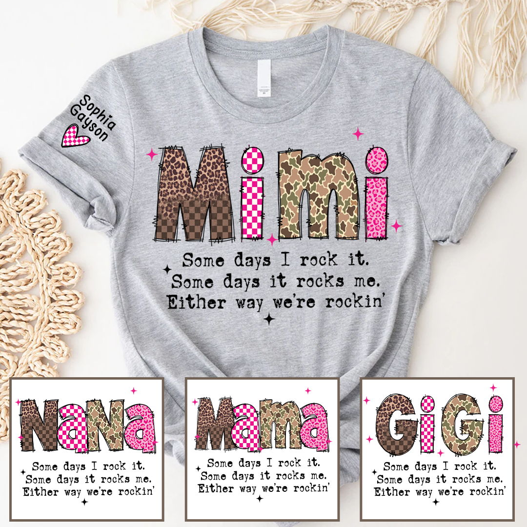 Personalized Mimi and Grandkids, Some Days I Rock It, Mothers Day Gift T-shirt