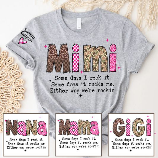 Personalized Mimi and Grandkids, Some Days I Rock It, Mothers Day Gift T-shirt
