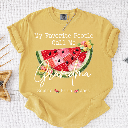 Comfort Colors® Custom Grandma Watermelon Shirt, Personalized Grandkids Names Shirt, Cute Summer Family Gift for Grandma Nana Mimi Gigi
