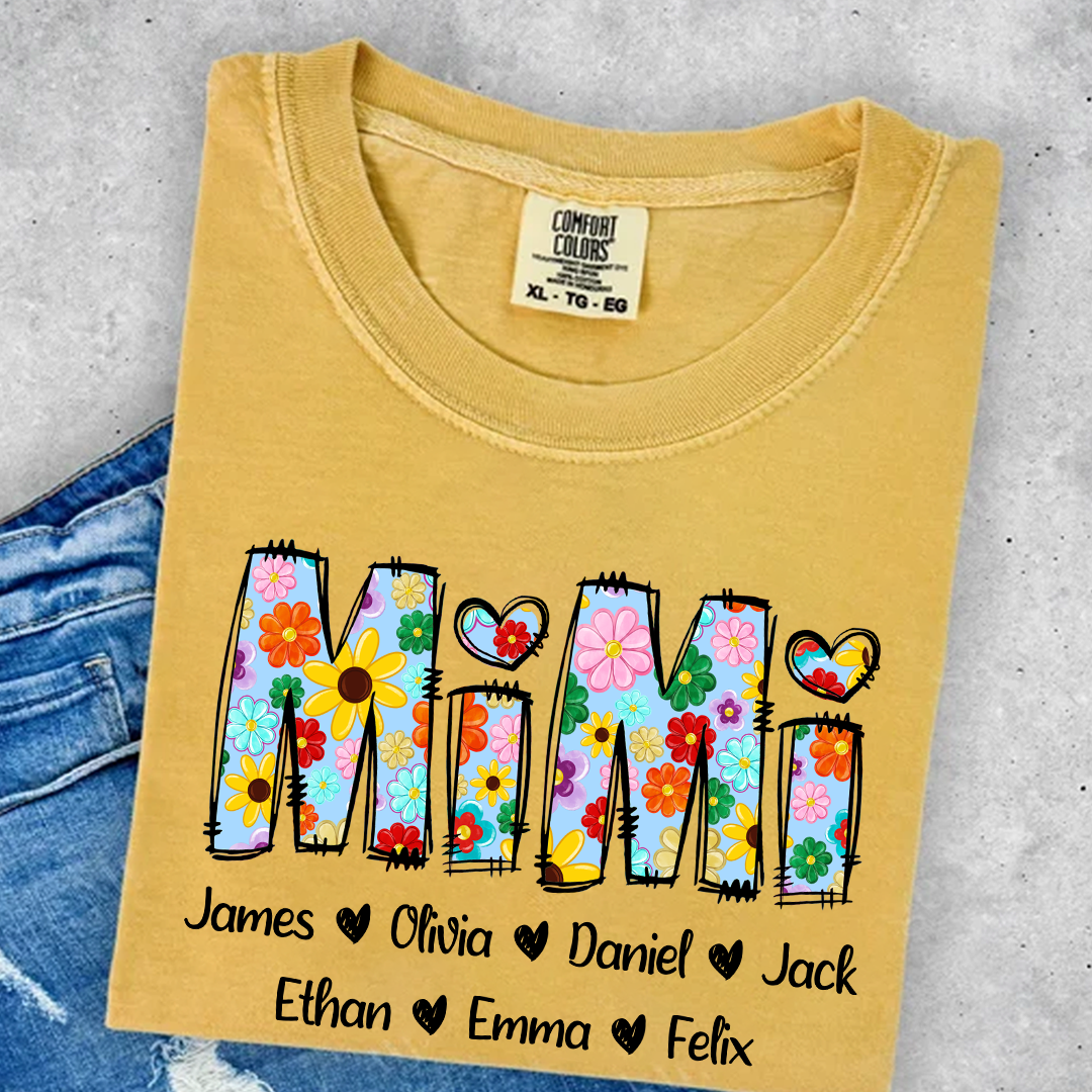 Comfort Colors® Mimi Art 2025 T-Shirt, Custom Grandma With Grandkids Shirt