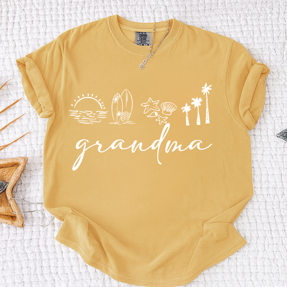 Comfort Colors® Personalized Grandma Coastal Shirt, Custom Nana Gigi Mimi Beach Shirt, Tropical Summer Vacation Shirt for Grandma