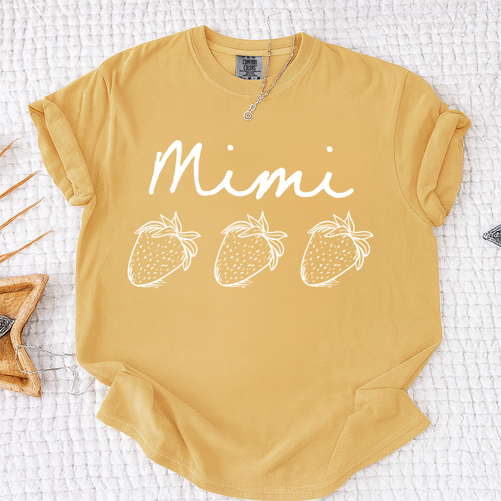 Comfort Colors® Personalized Mimi Strawberry Shirt, Custom Grandma Name Shirt with Kids Names, Cute Strawberry Family T-Shirt