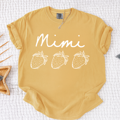 Comfort Colors® Personalized Mimi Strawberry Shirt, Custom Grandma Name Shirt with Kids Names, Cute Strawberry Family T-Shirt