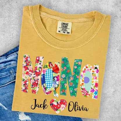 Comfort Colors® Nana Art Trend Print 2025 T-Shirt, Custom Grandma With Grandkids Shirt