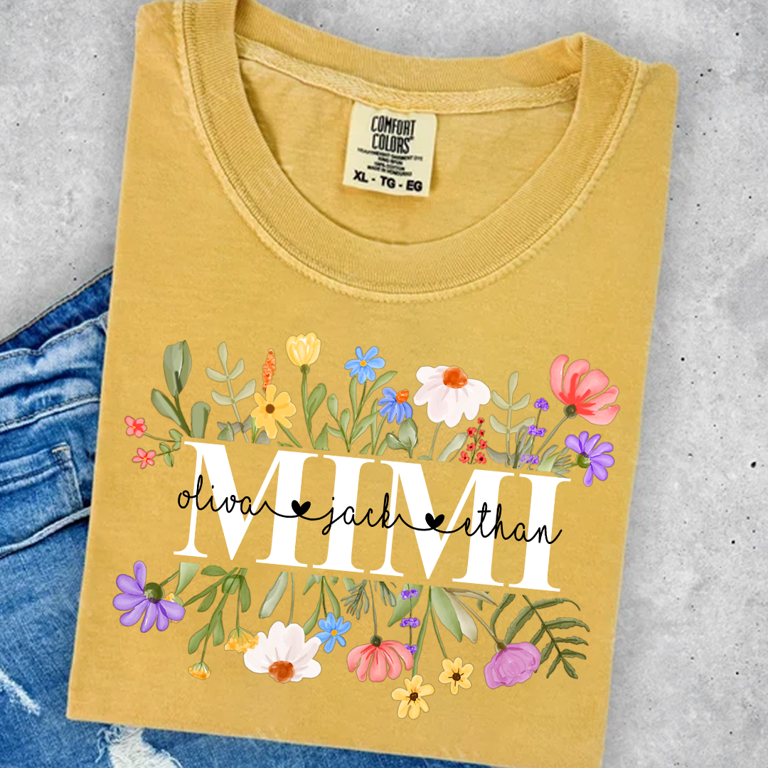 Mimi Wildflower Watercolor And Grandkids Gift For Grandma Comfort Colors® Shirt