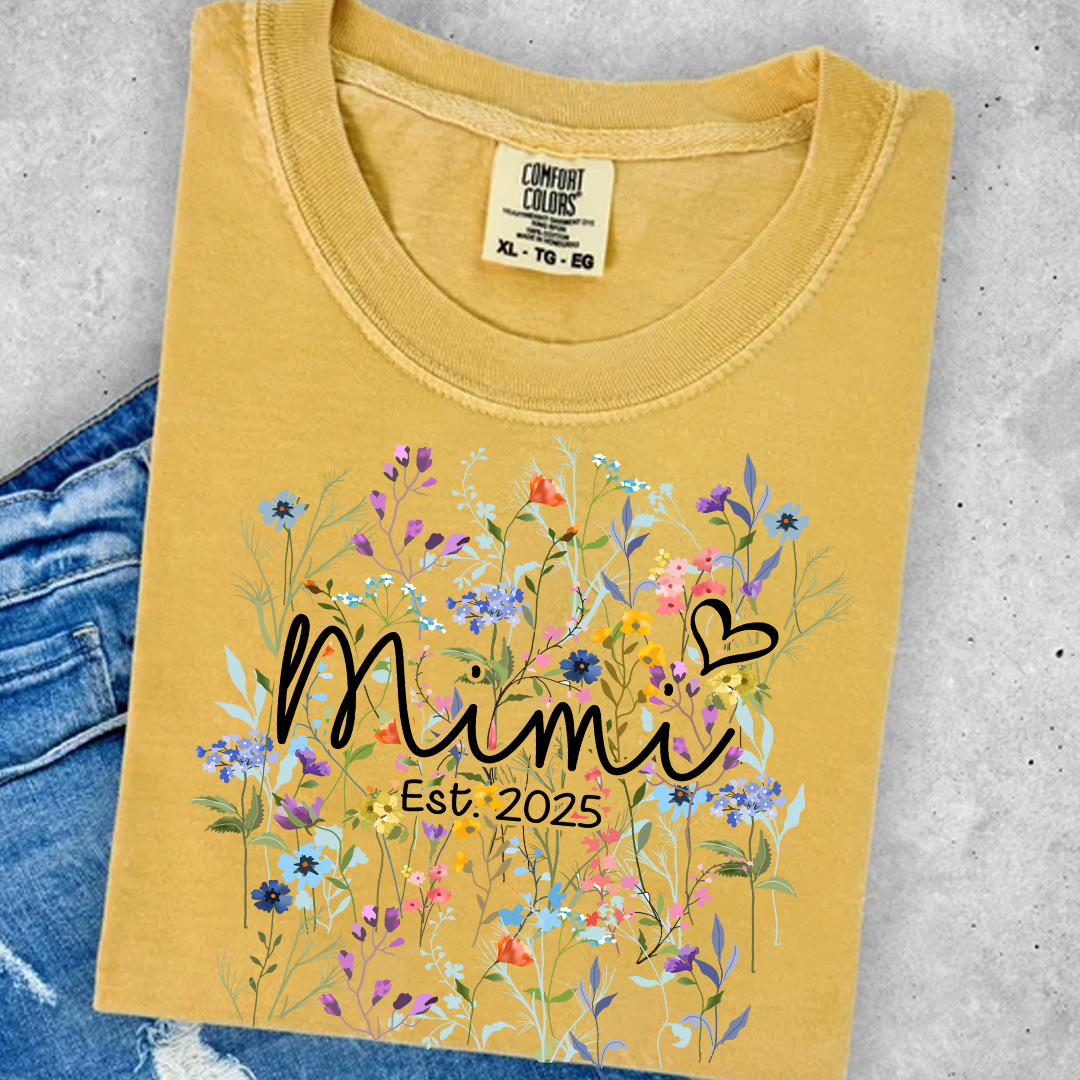 Comfort Colors® Mimi Heart Wildflower And Grandkids Shirt Gift for Grandma, Mother's Day, Birthday