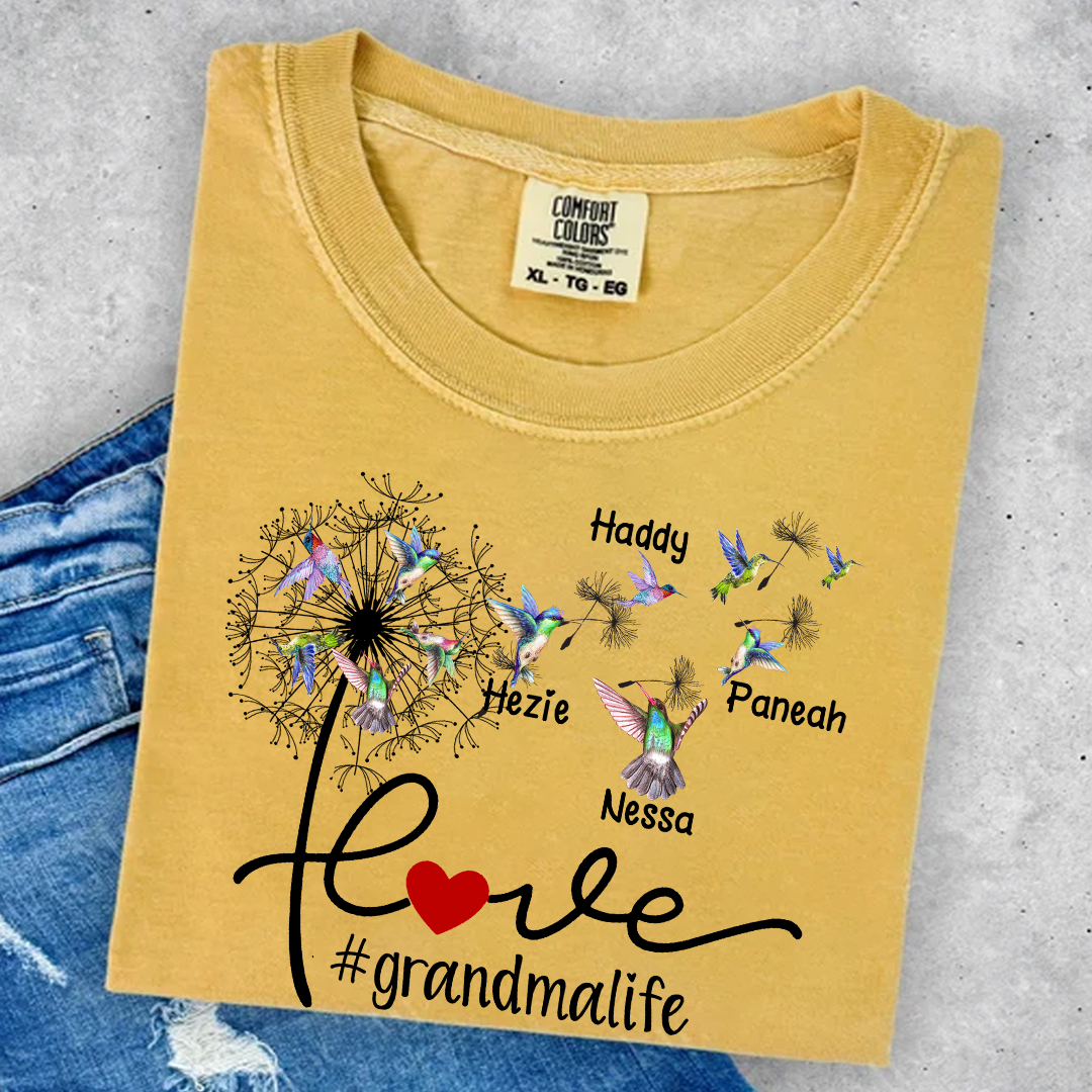 Comfort Colors® Love Grandma life with Grandkids Hummingbird Shirt, Gift For Grandma T-Shirt