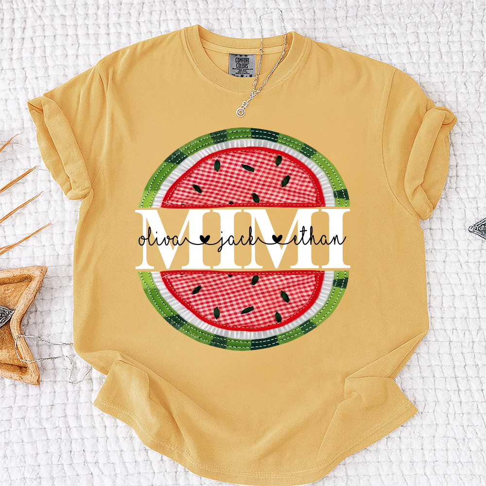Comfort Colors® Mimi Patchwork Watermelon, Custom Mimi Gift for Grandma, Family Love
