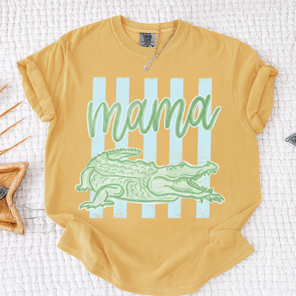 Comfort Colors® Personalized Mama Crocodile Shirt, Custom Mom Mom Life Shirt, Cute Alligator Mama Tee, Mother’s Day Birthday Gift for Mom, Family Name Shirt