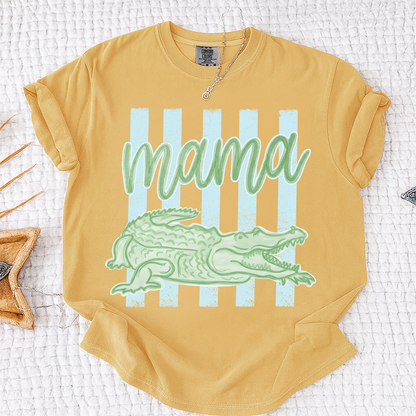 Comfort Colors® Personalized Mama Crocodile Shirt, Custom Mom Mom Life Shirt, Cute Alligator Mama Tee, Mother’s Day Birthday Gift for Mom, Family Name Shirt