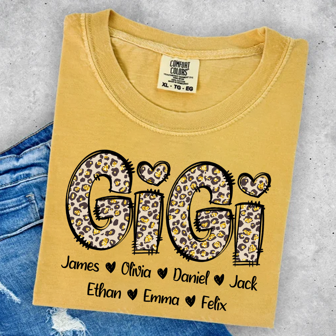 Comfort Colors® Gigi Leopard Trend Shirt, Custom Grandma With Grandkids, Gift for Grandma