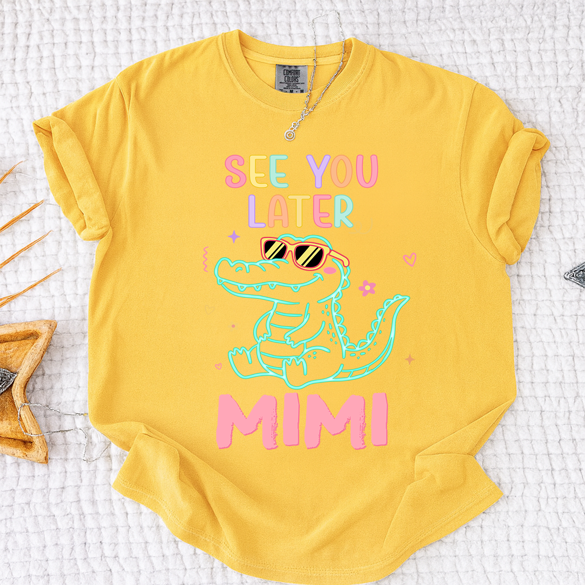 Comfort Colors® Personalized See You Later Mimi Cute Alligator Grandma Shirt, Custom Grandma Beach Shirt, Ocean Vacation Gift for Mimi Nana Gigi, Birthday Mothers Day Shirt
