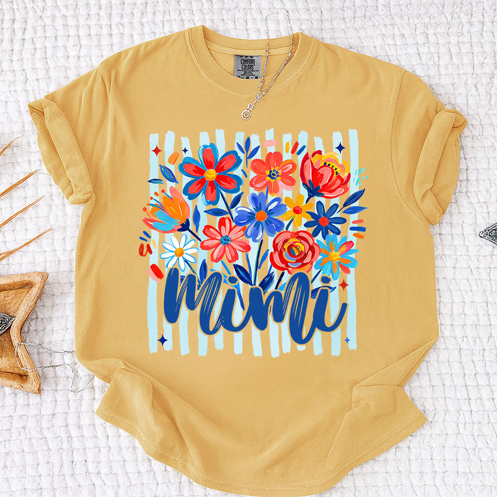 Comfort Colors® Personalized Nana American Flag T-Shirt, Custom Nana, Gigi, Mimi, Mama Design, Patriotic Family Shirt, Gifts for 4th of July, Independence Day