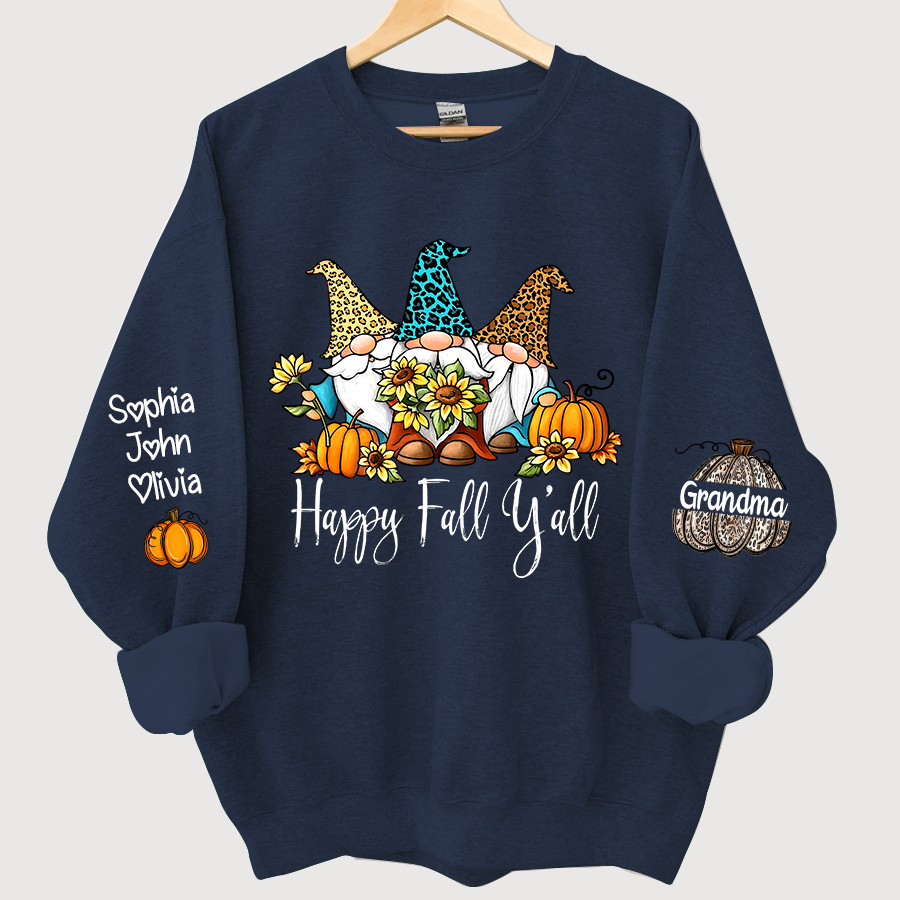 Happy Fall Y'all Grandma With Grandkids Autumn Sweatshirt